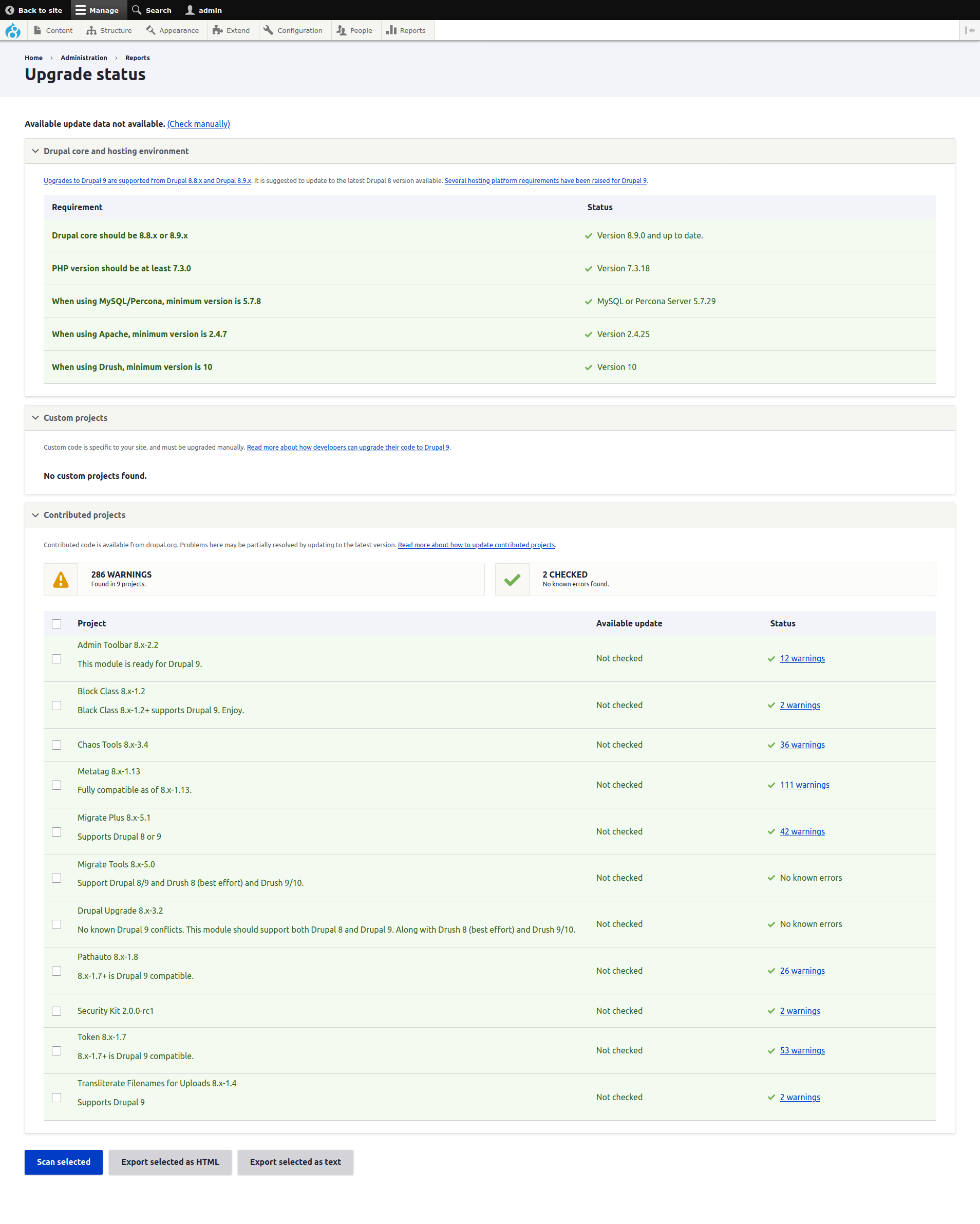 Exclude Upgrade Status module from it's own UI when not in tests